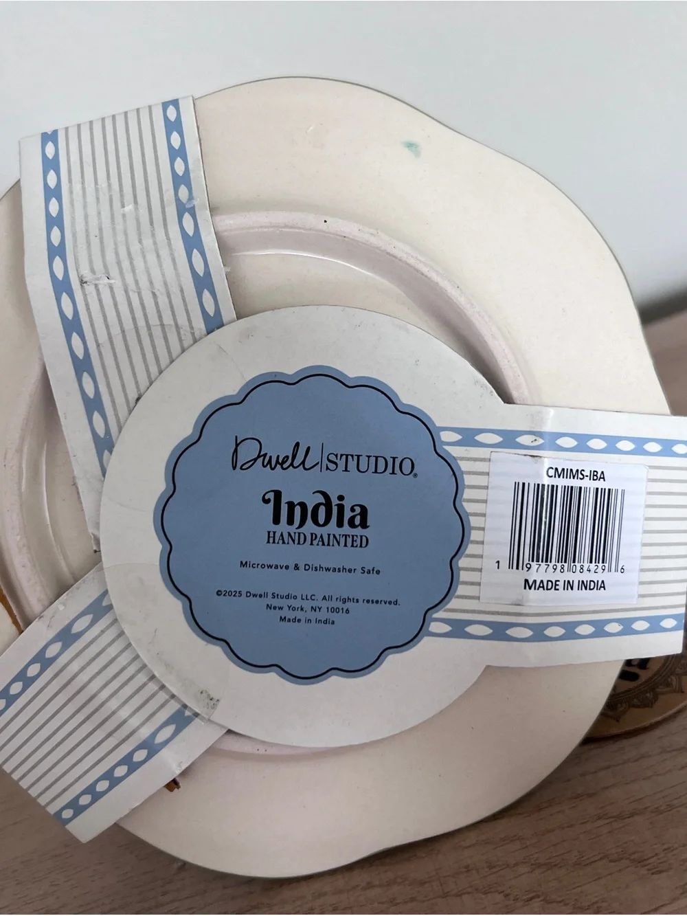 Dwell Studio India Hand Painted Coffee Mug Plate Set Floral Blue Ceramic NWT - Picture 7 of 9